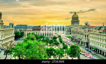 El Capitolio Gebäude und Stadtbild Havanna, Kuba Stockfoto