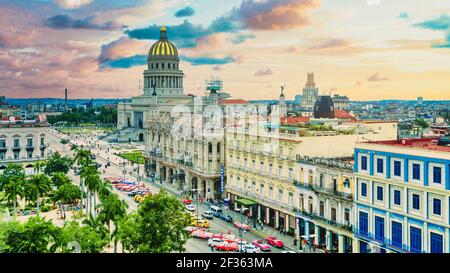 El Capitolio Gebäude und Stadtbild Havanna, Kuba Stockfoto