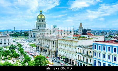 El Capitolio Gebäude und Stadtbild Havanna, Kuba Stockfoto