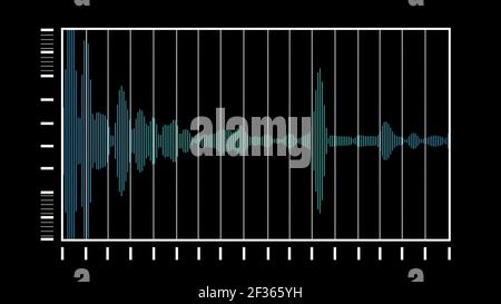 3D Abbildung - computergenerierte Equalizer-Balken im Waveform-Audio Spektrum Stockfoto