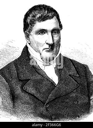 Louis Spohr, 5. April 1784 - 22. Oktober 1859, auch Ludwig Spohr, Ludewig, war ein deutscher Komponist, Dirigent, Gesangslehrer, Organisator von Musikfestivals und ein Violinist von internationalem Ruf / Louis Spohr, 5. 1784. Bis 22. April. Oktober 1859, auch Ludwig Spohr, Ludewig, war ein deutscher Komponist, Dirigent, Gesangspädagoge, Organisator von Musikfesten und ein Geiger von internationalem Ruf, Historisch, historisch, digital verbesserte Reproduktion eines Originals aus dem 19th. Jahrhundert / digitale Reproduktion einer Originalvorlage aus dem 19. Jahrhundert, Stockfoto