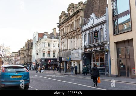 Newcastle upon Tyne/Großbritannien - 8th. Januar 2020: Das Pub Rose and Crown liegt an der Newgate Street Stockfoto