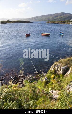 Abendlicht bei Ulva Ferry, Isle of Mull, Argyll and Bute, Inner Hebrides, Schottland Großbritannien Stockfoto