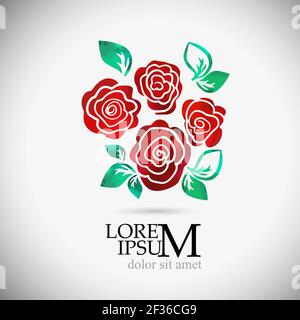 Logo ist eine einfache rote Rosen. Vektorgrafik Stock Vektor