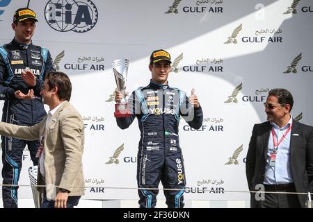 LATIFI Nicholas, Staudämme, Porträt, Porträt, Podium mit SETTE CAMARA Sergio während der FIA Formel 2 Meisterschaft 2019, Bahrain in Sakhir vom 29. Bis 31. März - Foto DPPI Stockfoto