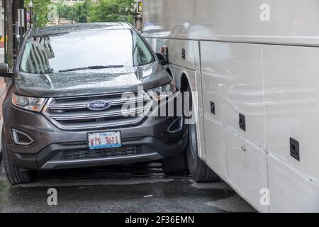 Washington DC, District of Columbia, Kollision Auto Bus Seitenwischen Unfall engen Raum Fehleingaben, Stockfoto