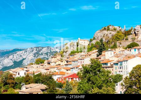 Aiguines in der Provence, Frankreich Stockfoto