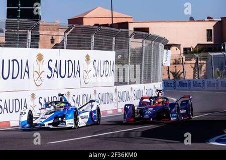 27 SIMS Alexander gbr), BMW iFE,18 Team BMW i Andretti Motorsport, Action und 04 FRIJNS Robin (nld), Audi e-tron FE05 Team envision Virgin Racing, Action während der Formel E Meisterschaft 2019, in Marrakesch in Marokko, vom 11. Bis 12. januar - Foto: Xavi Bonilla / DPPI Stockfoto