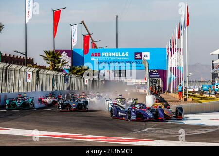 START 02 VOGEL Sam (gbr), Audi e-tron FE05 Team Envision Virgin Racing, Action, 25 VERGNE Jean Eric (Fra), DS e-tense FE19 Team DS TECHEETAH, Action während der Formel E Meisterschaft 2019, in Marrakesch in Marokko, vom 11. Bis 12. januar - Foto Jean Michel Le MEUR / DPPI Stockfoto