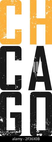 Chicago Illinois T-Shirt-Print. T-Shirt Design Grafiken Stempel Label Typografie. Vektorgrafik. Stock Vektor