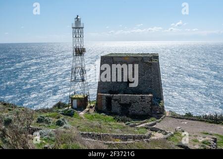 punta campanella, Torre di Minerva und Faro Stockfoto