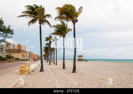 Hollywood Beach Broadwalk, eine Promenade entlang des Atlantiks, Florida Stockfoto