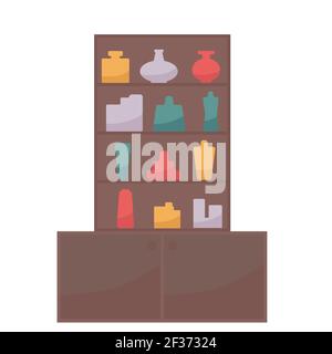 Vintage Küche Buffet für schöne Keramik Gläser und Vasen Vektor-Illustration. Süßes Set. Stock Vektor