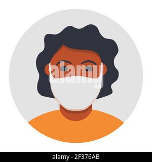 afroamerikaner Kerl Avatar Symbol. Schutz Verschleiß von Coronavirus.Vector flach. Stock Vektor
