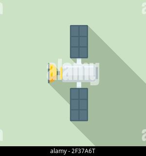 Unbemannte Taxi Raum Satelliten-Symbol, flacher Stil Stock Vektor