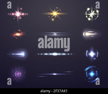 Lichteffekte und Lichteffekte, Vektorgrafik Stock Vektor