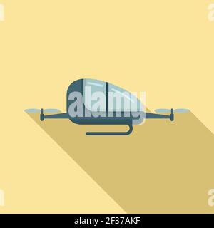 Automated Air Taxi Icon, flacher Stil Stock Vektor