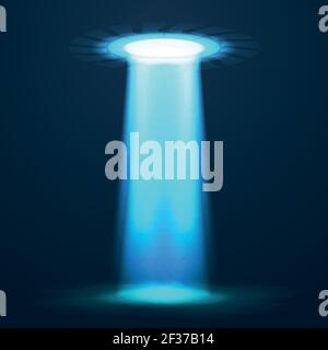 UFO-Licht-Vektor. Alien Sky Balken. UFO Raumschiff mit Strahl, Untertasse ufo fliegende Abbildung Stock Vektor