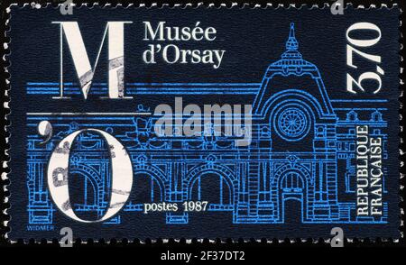 Gare d'Orsay Museum in Paris auf Briefmarke Stockfoto