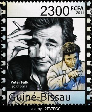 Peter Falk als Columbo auf Briefmarke Stockfoto