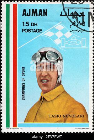 Tazio Nuvolari Porträt auf Briefmarke Stockfoto