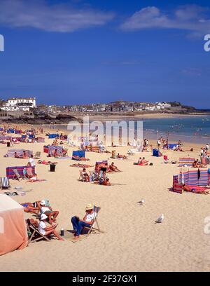 Porthminster Beach, St. Ives, Cornwall, England, Vereinigtes Königreich Stockfoto