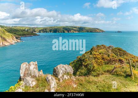 Malerische Küste an der Mündung des Dart River, Devon, England, Großbritannien Stockfoto