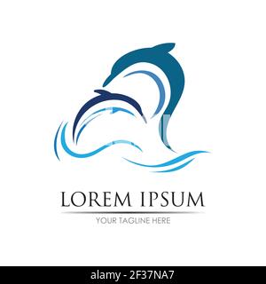 Dolphin Logo Vorlage Vektor. Dolphin Jumping Logo Design Konzept. Stock Vektor