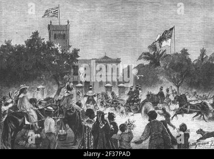 Prinz Heinrich von Preußen besucht Hawaii im Jahr 1879. Stockfoto