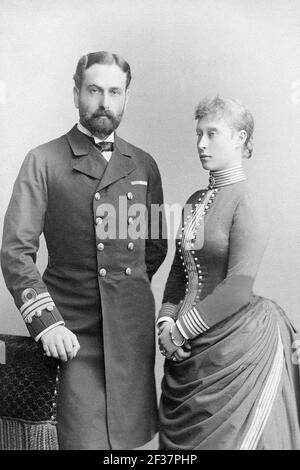 Prinz Ludwig von Battenberg und seine Frau Prinzessin Victoria von Hessen und am Rhein. Stockfoto