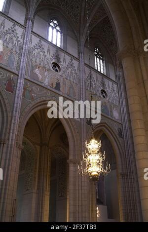 Schweden, Schweden; Dom zu Uppsalen - Innenansicht; Kathedrale von Uppsalen - innen; Hochschiff im gotischen Stil. Das Kirchenschiff im gotischen Stil. Stockfoto