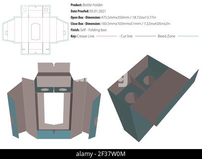 Zwei Flaschenhalter Verpackung Design Vorlage selflock die cut - Vektor Stock Vektor