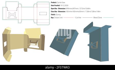 Tragebox Verpackung Design Vorlage kleben Stanzform geschnitten - Vektor Stock Vektor