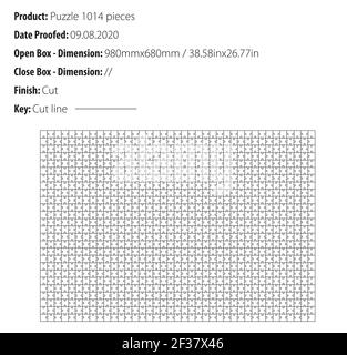 Puzzle 1014 Stück B1 Format Schablone Schnitt - Stanzform - Vektor Stock Vektor