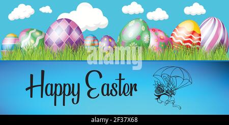 Happy Easter Web, Banner, Poster, Flyer und mehr mit Eiern und Typografie - Vektor-Illustration Stock Vektor