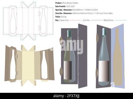 Eine Flaschenhalter Verpackung Design Vorlage kleben Stanzform - Vektor Stock Vektor