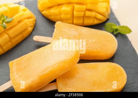 Lecker mango Eis, Nahaufnahme Stockfoto