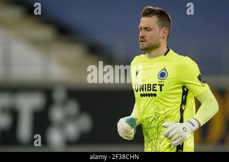 GENT, BELGIEN - 15. MÄRZ: Torwart Simon Mignolet vom Club Brugge beim Jupiler Pro League Spiel zwischen KAA Gent und Club Brugge KV in Ghelamco Stockfoto