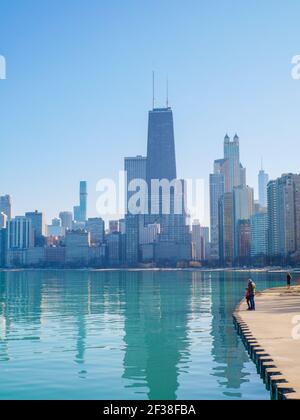 Skyline von Chicago und Lake Michigan. Stockfoto