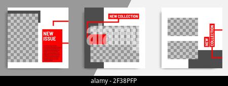 Minimales Design Hintergrund Vektor-Illustration in schwarz rot weiß Rahmen Farbe. Editierbare quadratische abstrakte moderne geometrische Form Banner-Vorlage für soci Stock Vektor