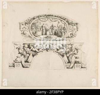 Druck, Fächerblätter, zehnte und elfte Teller des Satzes, ''Divers Desseins de grands Evinventures, Encrans, et autres Ornamens, inventés et gravés par Nicolas Loire'', ca. 1750 Stockfoto