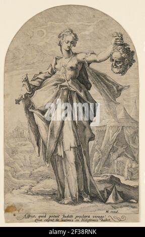 Druck, Judith, aus der Serie ''Helden des Alten Testaments'', ca. 1590 Stockfoto