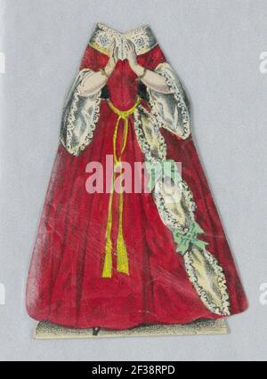 Druck, Jenny Lind Papierpuppe Kostüm, Valentine aus der Oper ''die Hugenotten'', ca. 1850 Stockfoto