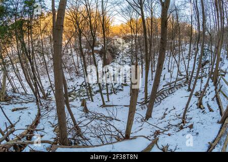 Smokey Hollow Waterfalls Ancaster Hamilton Ontario Kanada im Winter Stockfoto