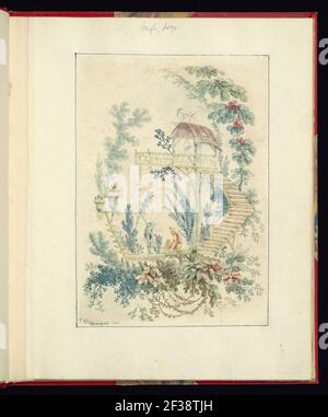 Print, Ornamental Design von "Nouvelle Suite de cahiers arabesques chinois a l'usage des dessinateurs et des peintres'", No,1, Inventes et dessines par Jean Pillement. Gräber par Anne Allen., nach Stockfoto