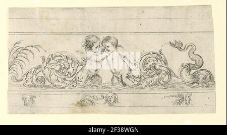 Druck, Teller von Frises, Feuillages et Grotesques (Friese, Blätter und Grotesken), ca. 1645 Stockfoto