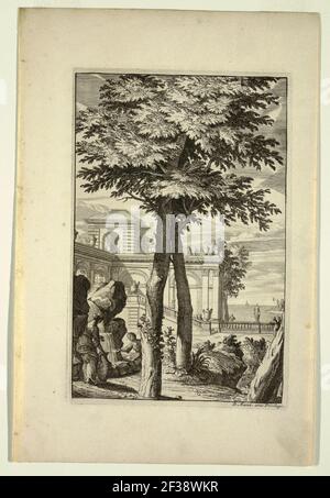 Druck, Teller in Nouveaux Livre de Paysages (Neues Buch der Landschaften), ca. 1700 Stockfoto