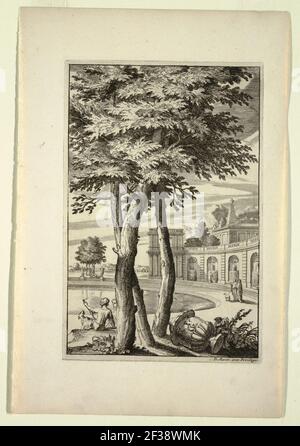 Druck, Teller in Nouveaux Livre de Paysages (Neues Buch der Landschaften), ca. 1700 Stockfoto