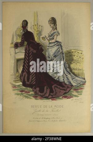 Print, Plate No. 153 in Fashion Review in the Family Gazette (Revue de la Mode, Gazette de la Famille), 1874 Stockfoto