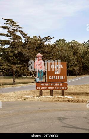 Smokey the Bear Schild am Cape May Point State Park, New Jersey. Stockfoto